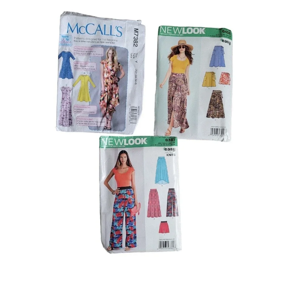 Lot of 3 Womens McCall's New Look Modern Easy Beginner Dress‎ Pants Patterns